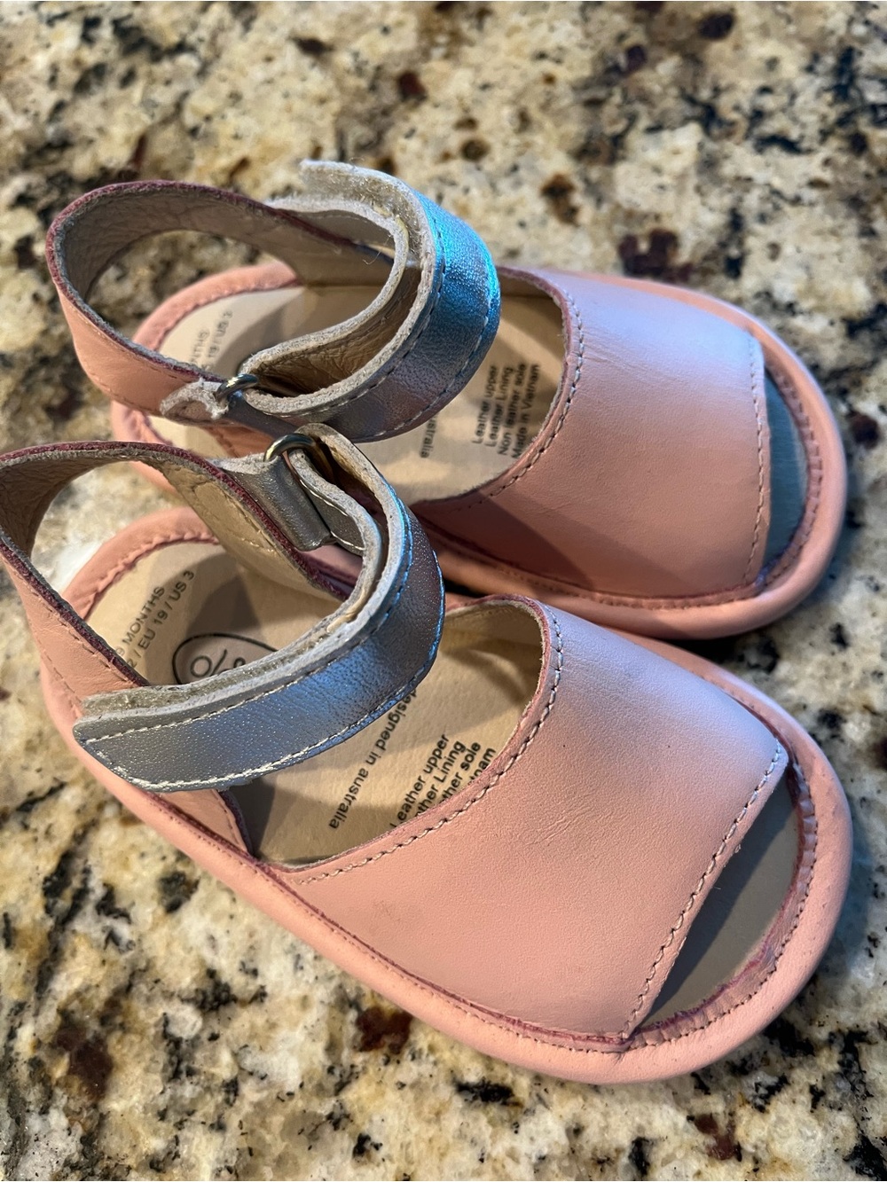 Old Soles Children's Pink Leather Sandals with Silver Strap